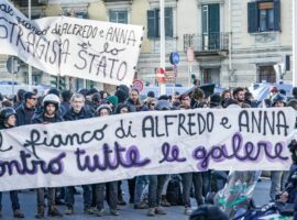 Manifestazione di solidarietà degli anarchici per il processo ad Alfredo Cospito ideologo del Fai. Torino 05 dicembre 2022 ANSA/TINO ROMANO