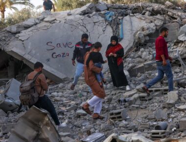 Palestinians,Inspect,The,Rubble,Of,A,House,After,It,Was