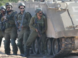 epa10939993 Israeli soldiers patrol along the border with southern Gaza, in Israel, 26 October 2023. The Israeli army confirmed it carried out an overnight targeted raid into northern Gaza on 26 October. More than 6,500 Palestinians and at least 1,300 Israelis have been killed, according to the Israel Defense Forces (IDF) and the Palestinian health authority, since Hamas militants launched an attack against Israel from the Gaza Strip on 07 October, and the Israeli operations in Gaza and the West Bank that followed it.  EPA/ABIR SULTAN